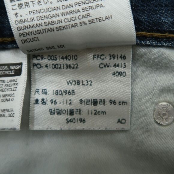 Levi's 514 Jeans Mens Size 38x32 Dark Blue Classic Straight 100% Cotton Denim - Picture 5 of 16